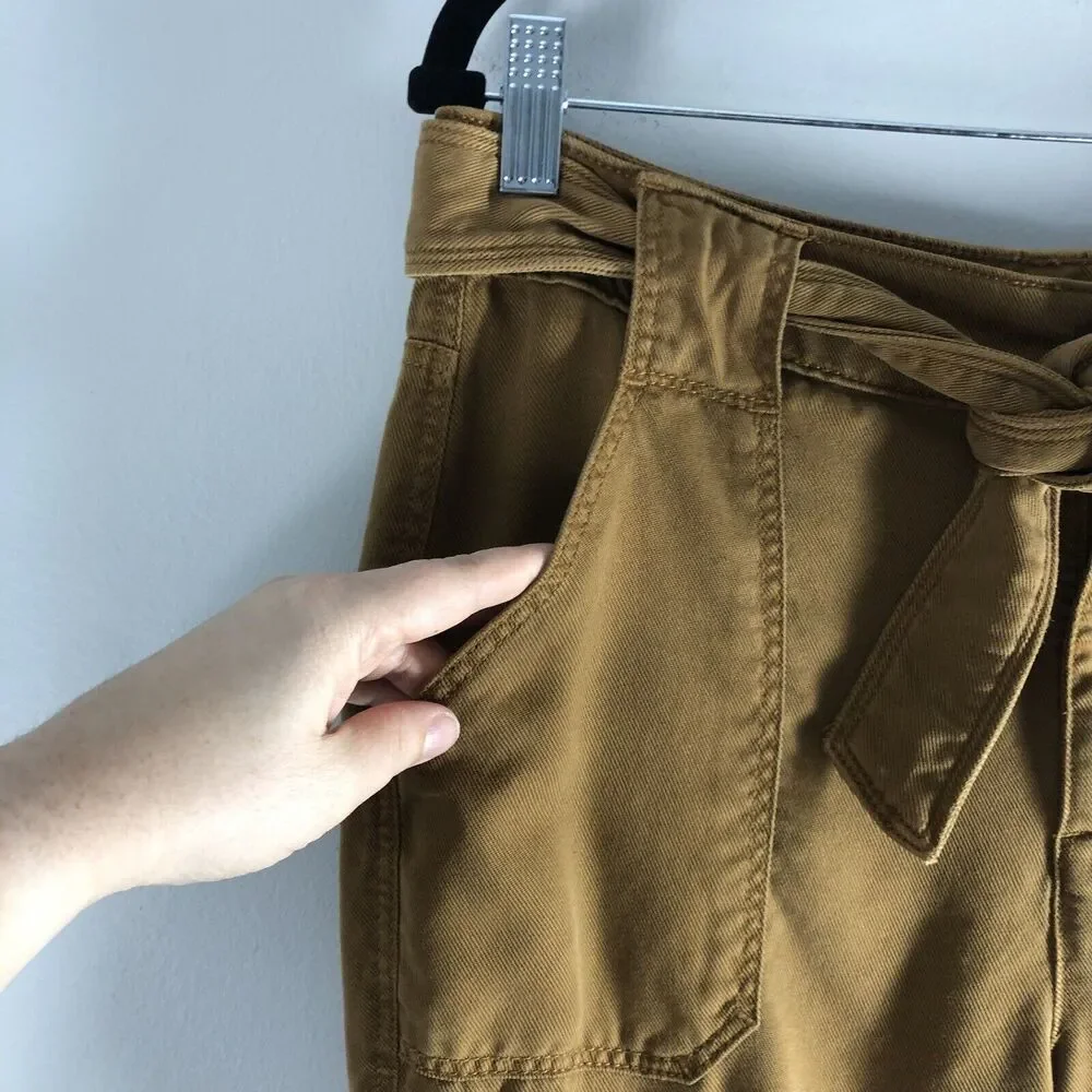 White House Black Market Sz 6 Cargo Pants High‎ Rise Straight Ankle Bronze Brown